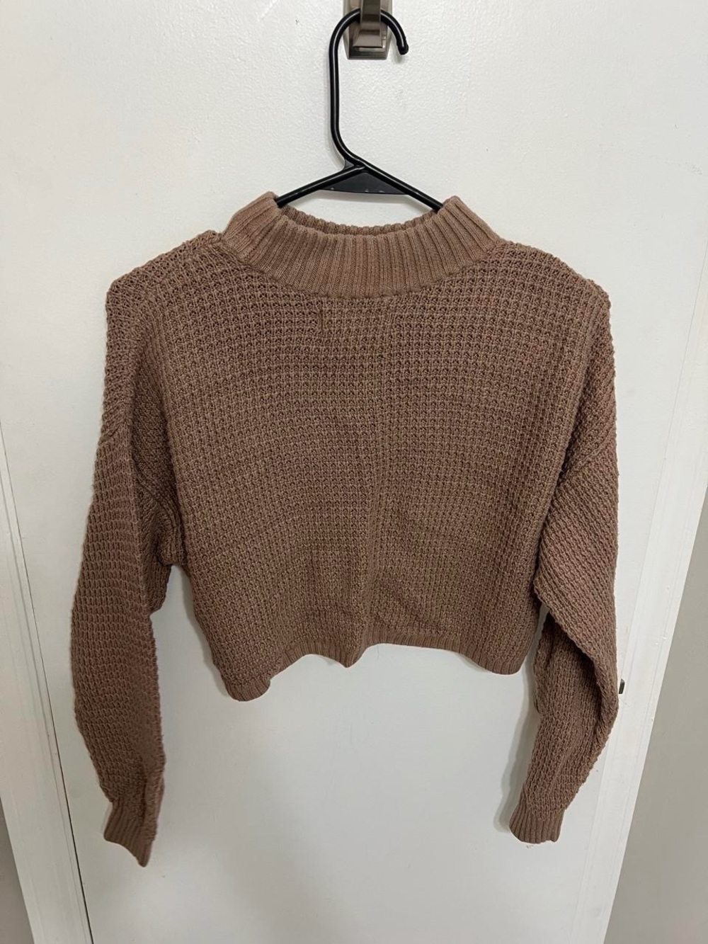 Hollister Waffle Knit Cropped Sweater - Brown